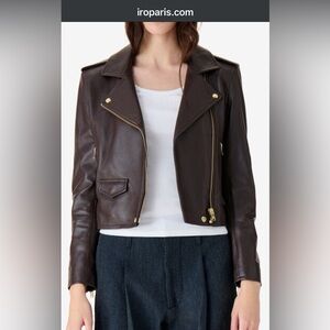 IRO Gray Ashville Leather BikerJacket